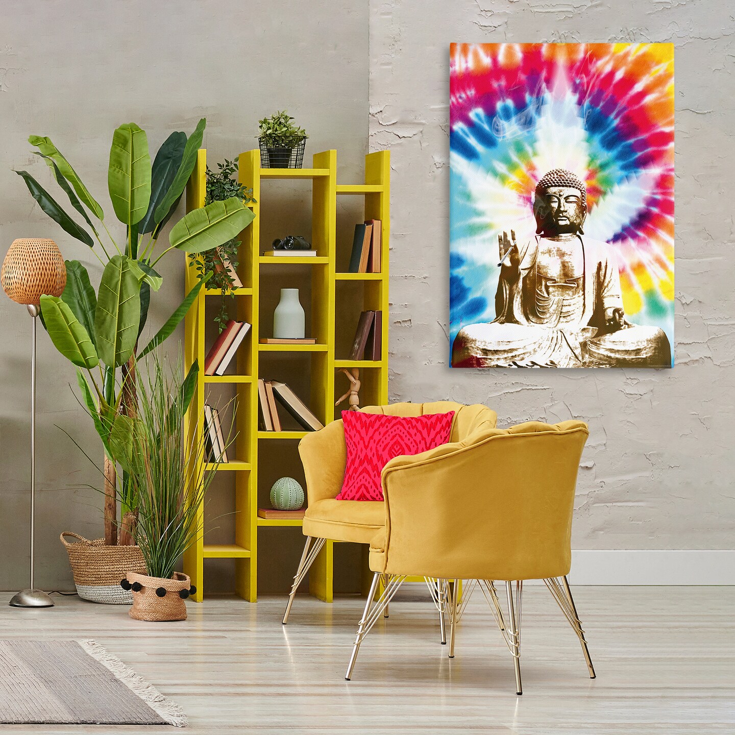 Stupell Industries Hippie Tie Dye Buddha Canvas Wall Art Design by Reinders