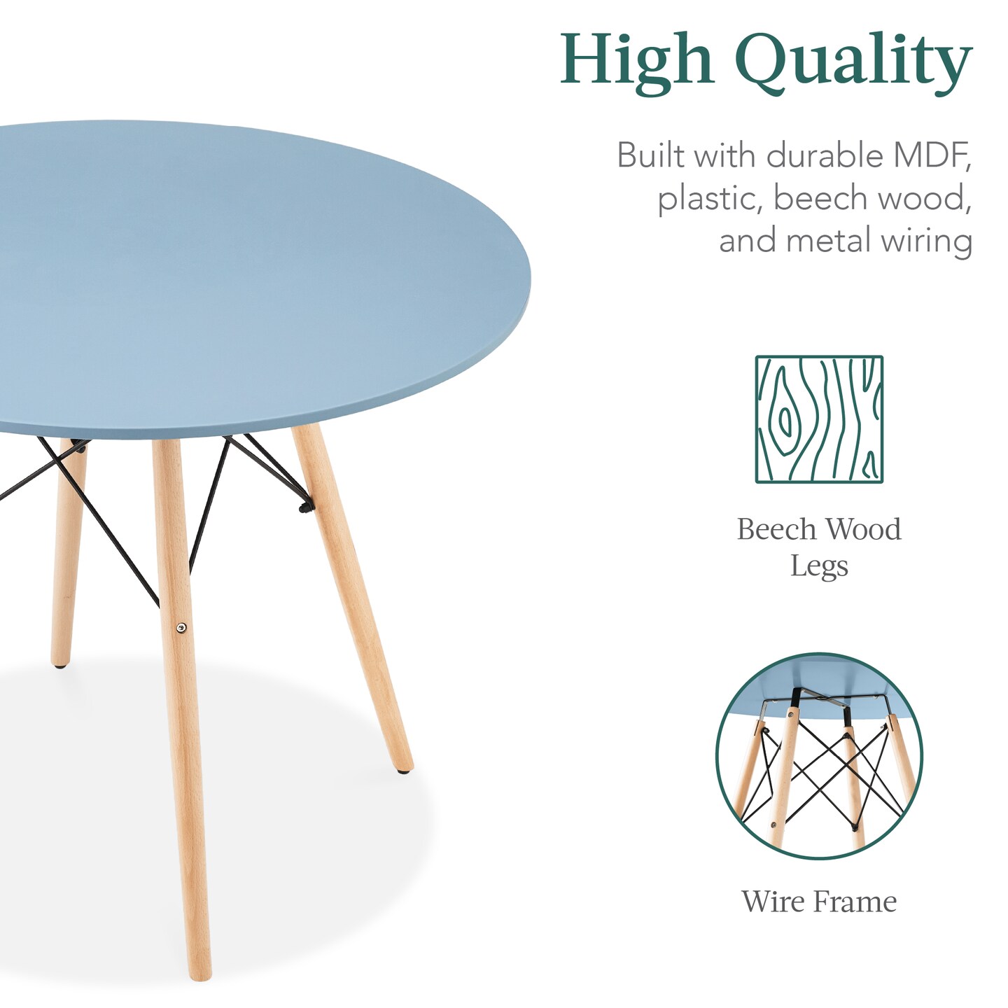 Best Choice Products 5-Piece Compact Mid-Century Modern Dining Set w/ 4 Chairs, Wooden Legs