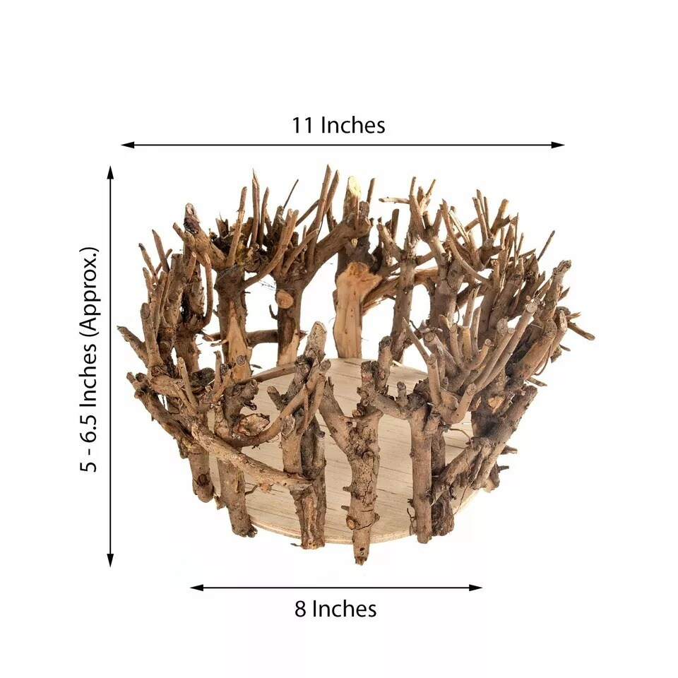 11-Inch wide Brown Natural Wood Candle Holder Vase Wedding Centerpieces