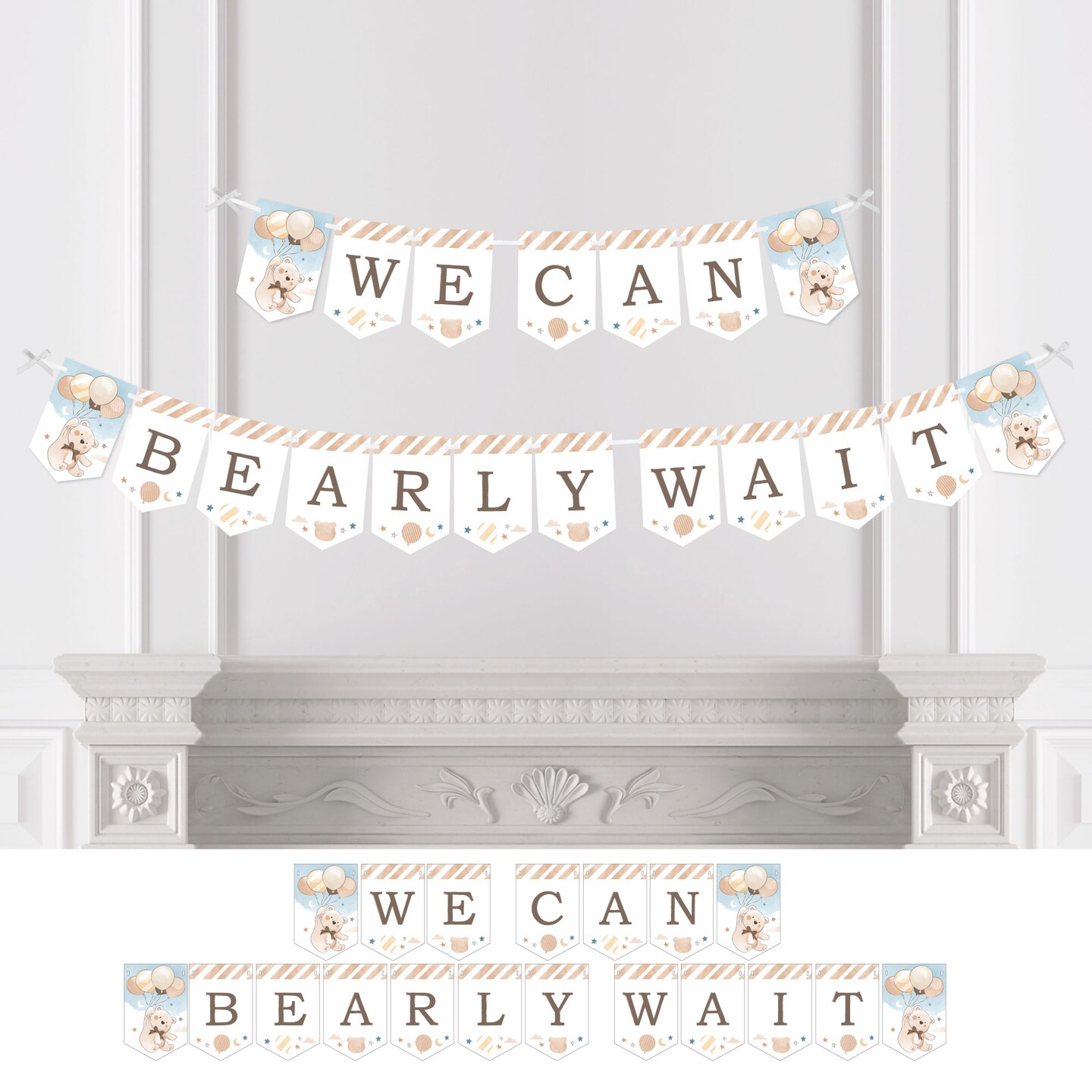 Big Dot of Happiness We Can Bearly Wait - Teddy Bear Baby Shower Bunting Banner - Party Decorations - We Can Bearly Wait