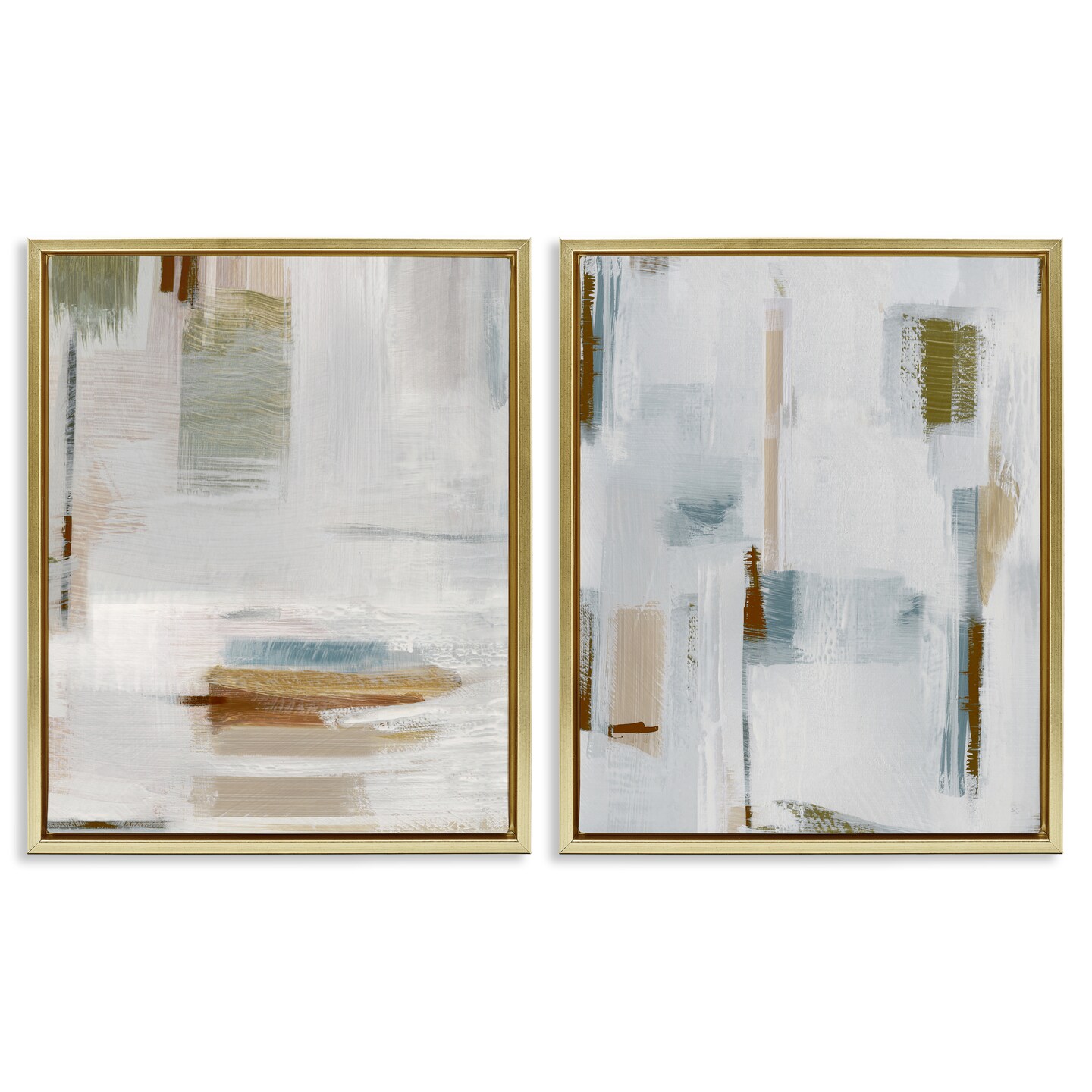 Stupell Industries Sophisticated Soft Abstraction 2 pc Framed Floater Canvas Wall Art Set Design by Susan Jill
