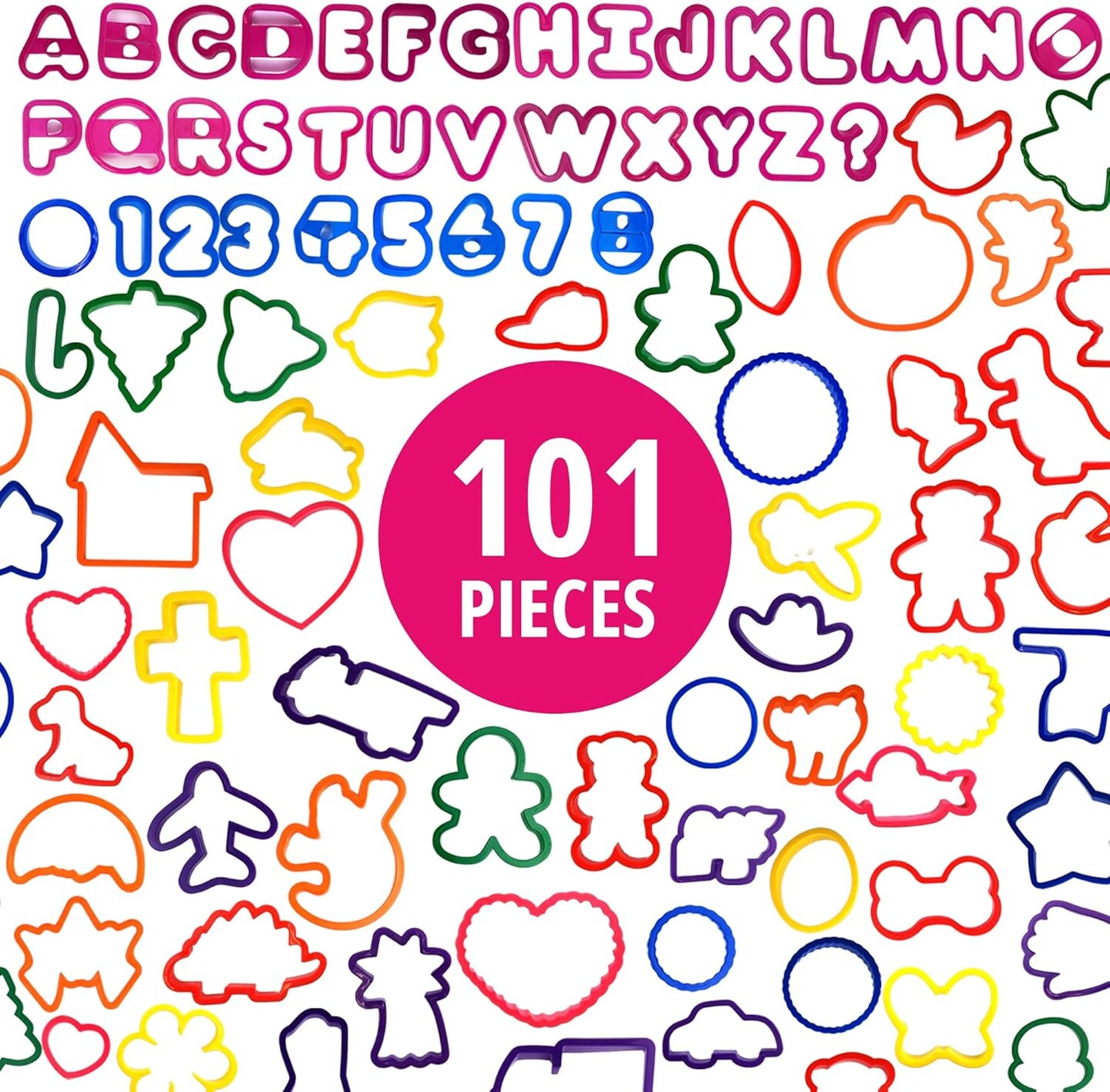 Wilton 101 Piece Cookie Cutter Set Alphabet Numbers &#x26; Holiday Shapes