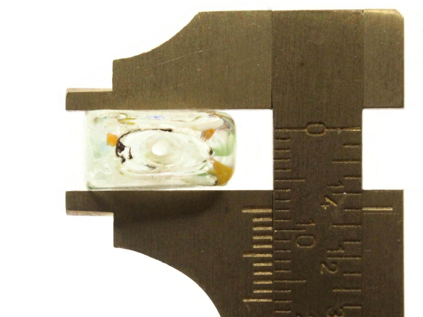 5 20mm Clear Speckled Rectangle Flat Rectangle Lampwork Glass Beads