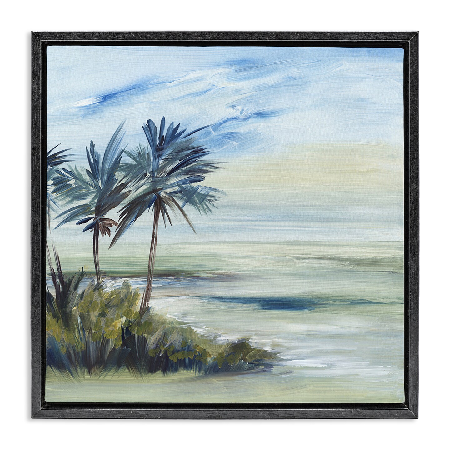 Stupell Industries Windy Palm Trees Framed Floater Canvas Wall Art 