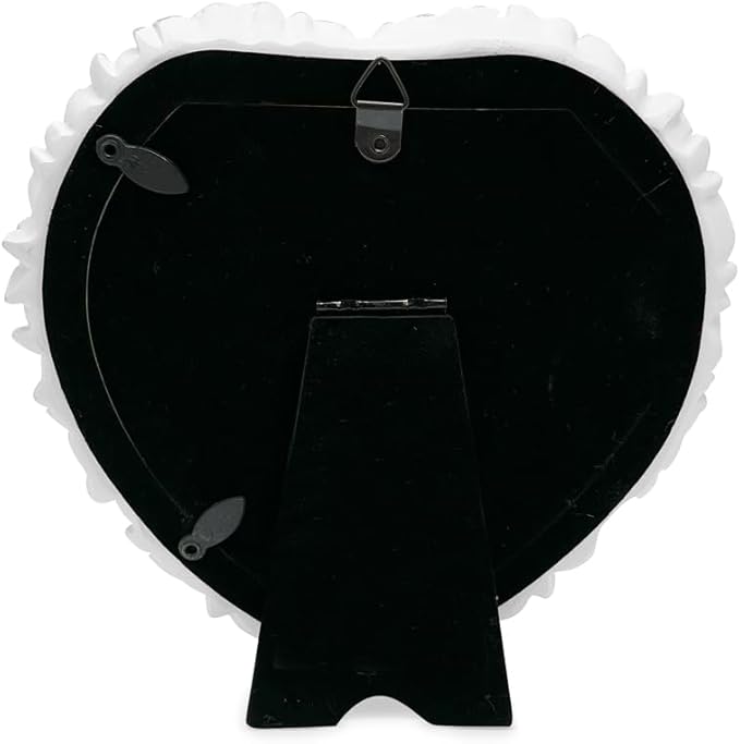 5x5 White with Gold Heart Shaped Rose Border Resin Frame, Photo Tabletop & Wall Display Hanging Display & Home Décor (5x5, White with Gold)