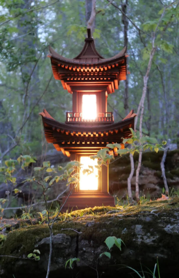Japanese Lantern, Asian Pagoda, Red Cedar Handmade Lantern