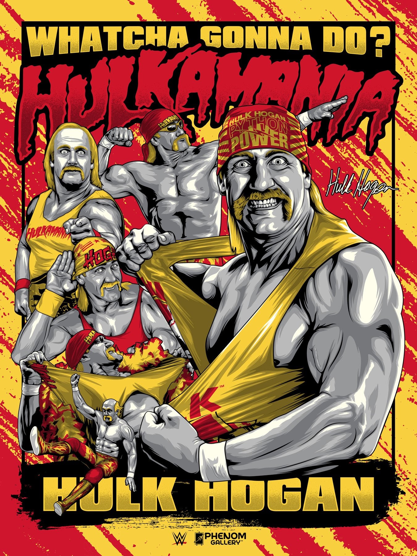 Phenom Gallery WWE Hulk Hogan Hulkamania 18&#x22; x 24&#x22; Deluxe Framed Serigraph Print