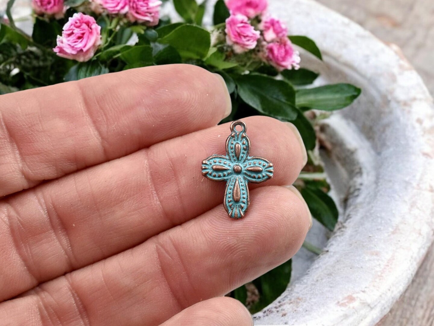 *50* 18x13mm Copper Patina Cross Charms