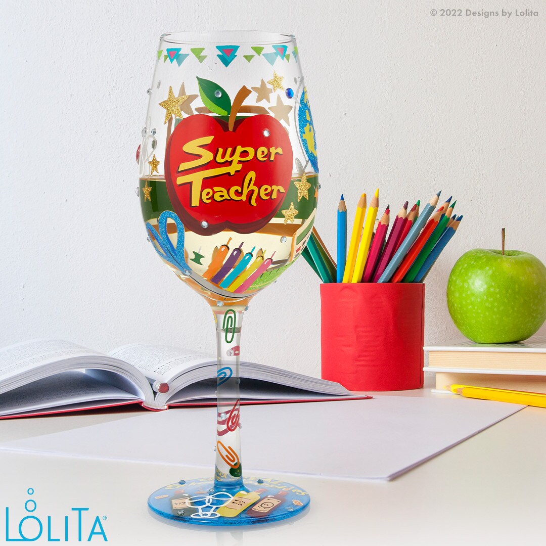 Enesco Lolita Super Teacher Wine Glass