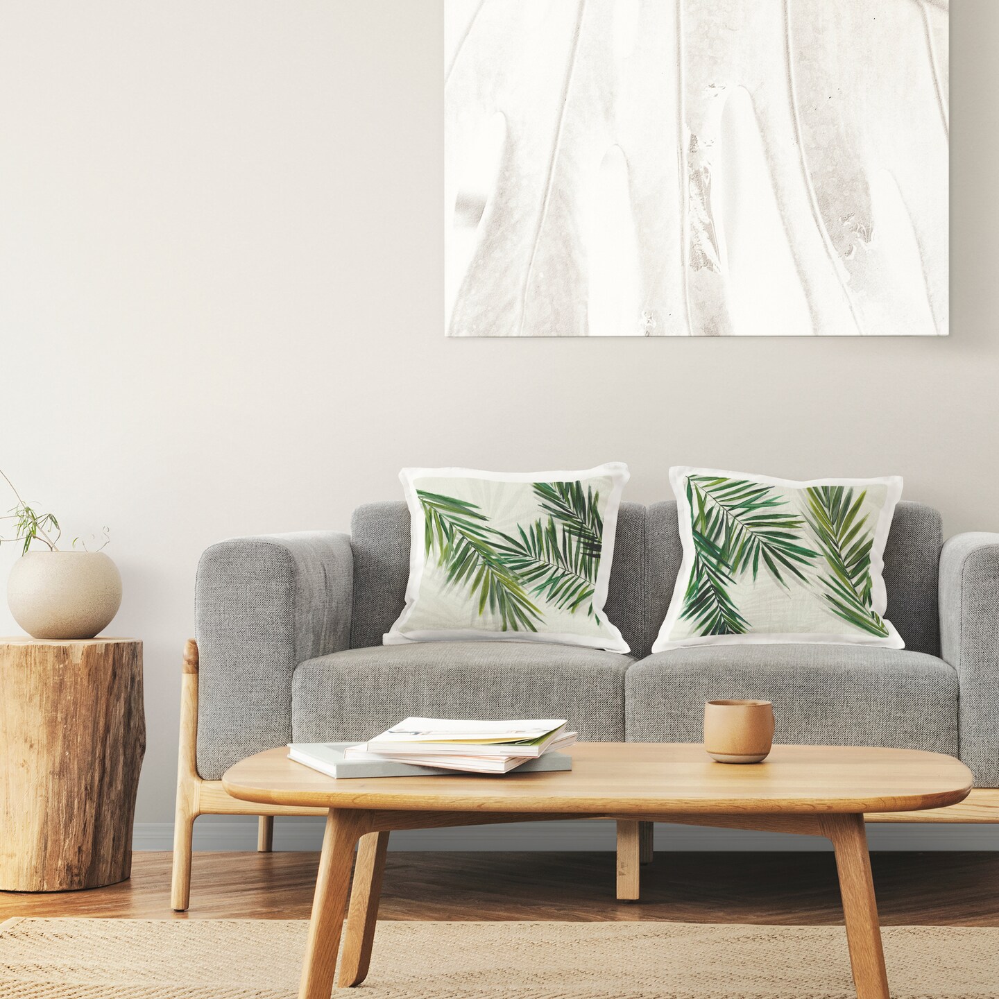 Alternating Palm Fronds 2 PC Decorative Printed Throw Pillow Set Design by Hannah Dawson, 18 x 7 x 18