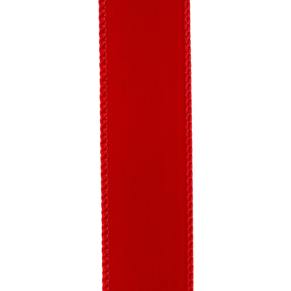 Outdoor Ribbon --- 1-1/2 inch x 10 yards - Value Velvet Wired Edge Ribbon -- Red Color