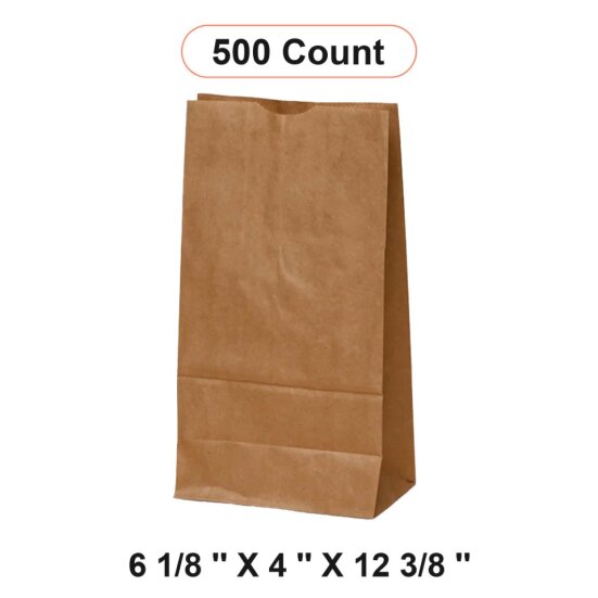 Kraft Carry Bags 6 1/8&#x27;&#x27; x 4&#x27;&#x27; x 12 3/8&#x27;&#x27;