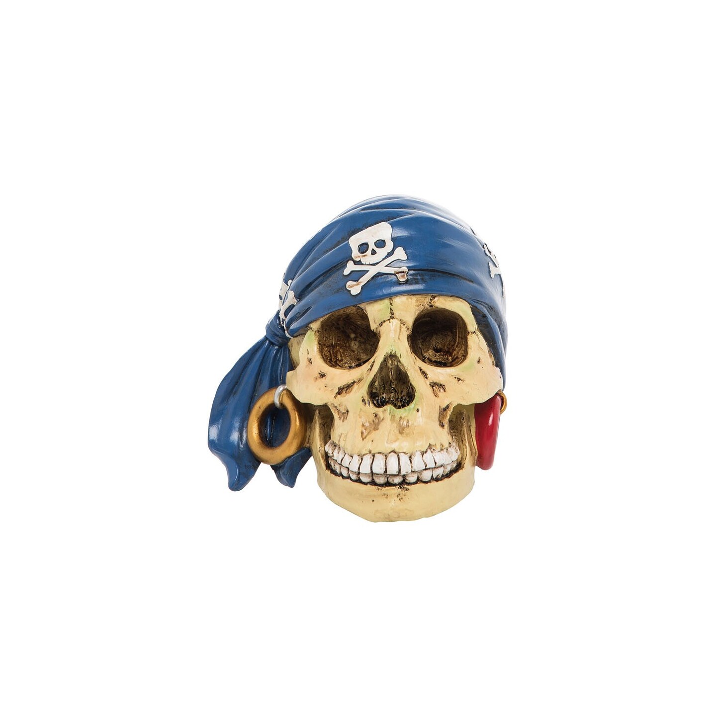 Pirate Skull Resin Accent Home Decor Ocean Nautical Coastal 5.71 x 6.3 x 5.12