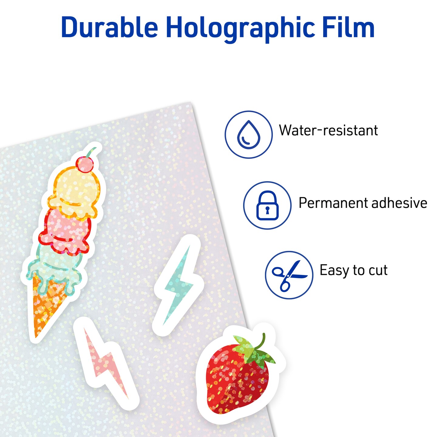 Avery Luxe Collection Holographic Laminating Sheets, Speckled Dots Design, 9&#x22; x 12&#x22;, Self-Adhesive, 10 Holographic Laminate Sheets Total (2-Pack of 73609)
