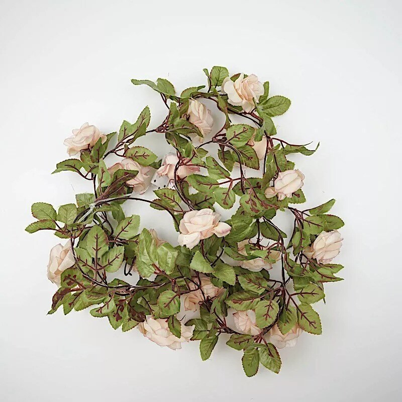 7 feet Blush Roses Leaves FAIRY LIGHTS Battery Operated LED Garland Party Events