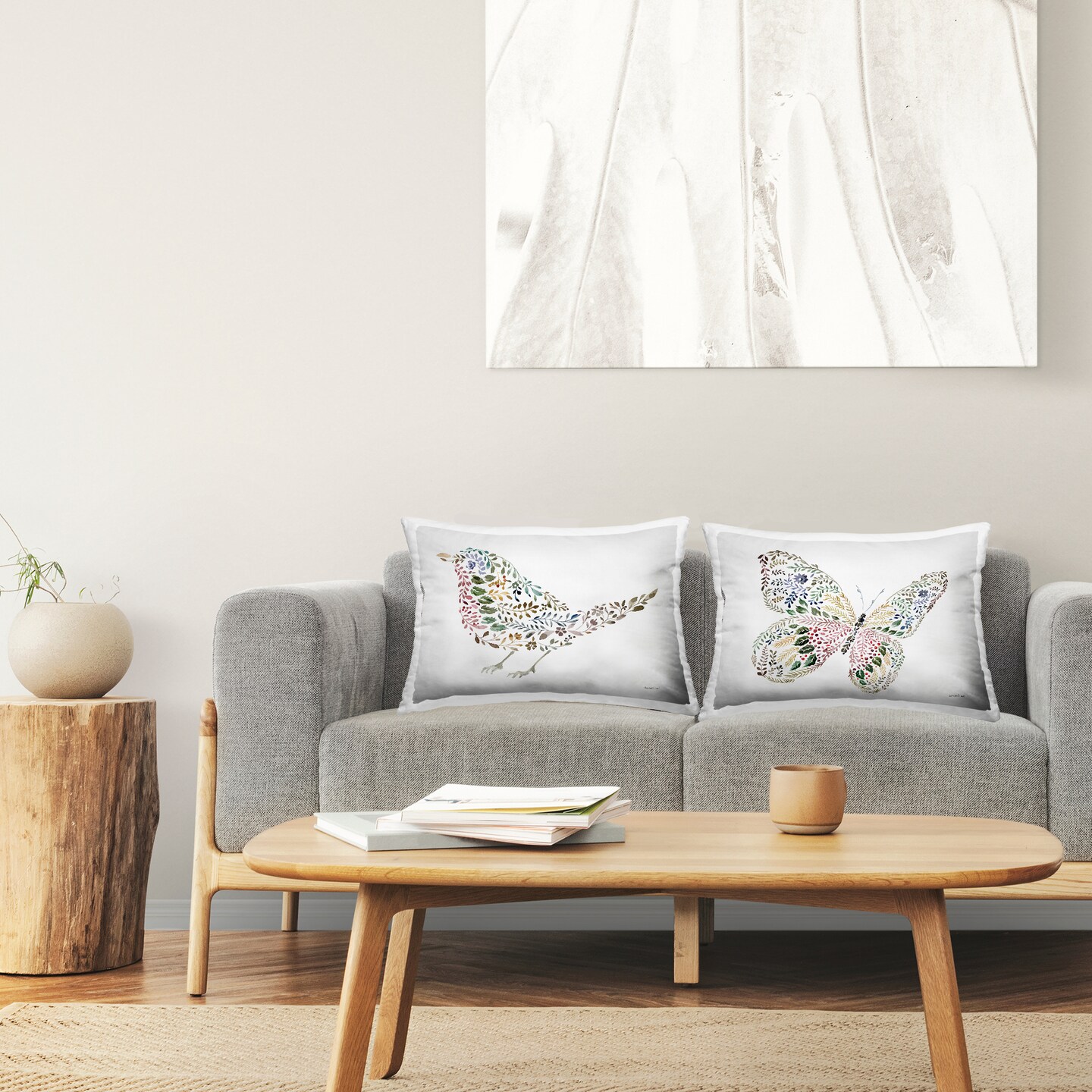 Botanical Pattern Fauna 2 PC Decorative Printed Throw Pillow Set Design by Danhui Nai, 14 x 7 x 20