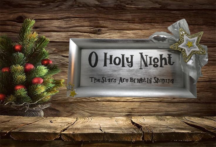 Dollar Tree Plastic SILVER TRAY Christmas Holiday Wall Art OH HOLY NIGHT Handmade Gift Idea - image8