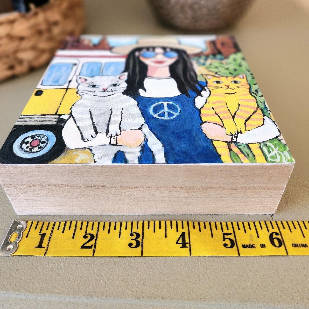 Original Hippie Cat Art VW Adventure - Kitty Lover in Sedona