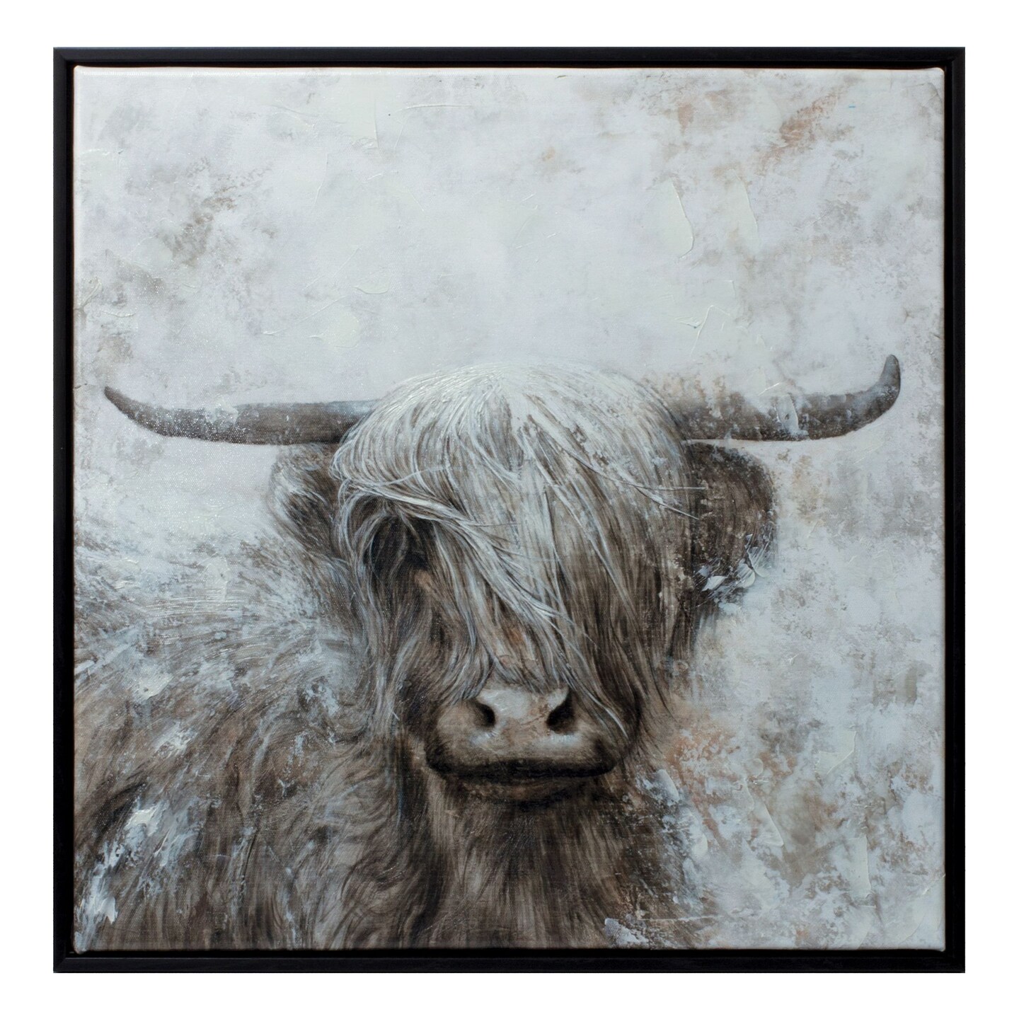 Melrose Mountain Bull Painting Framed Canvas Wall Art - 20.5&#x22; x 20.25&#x22;