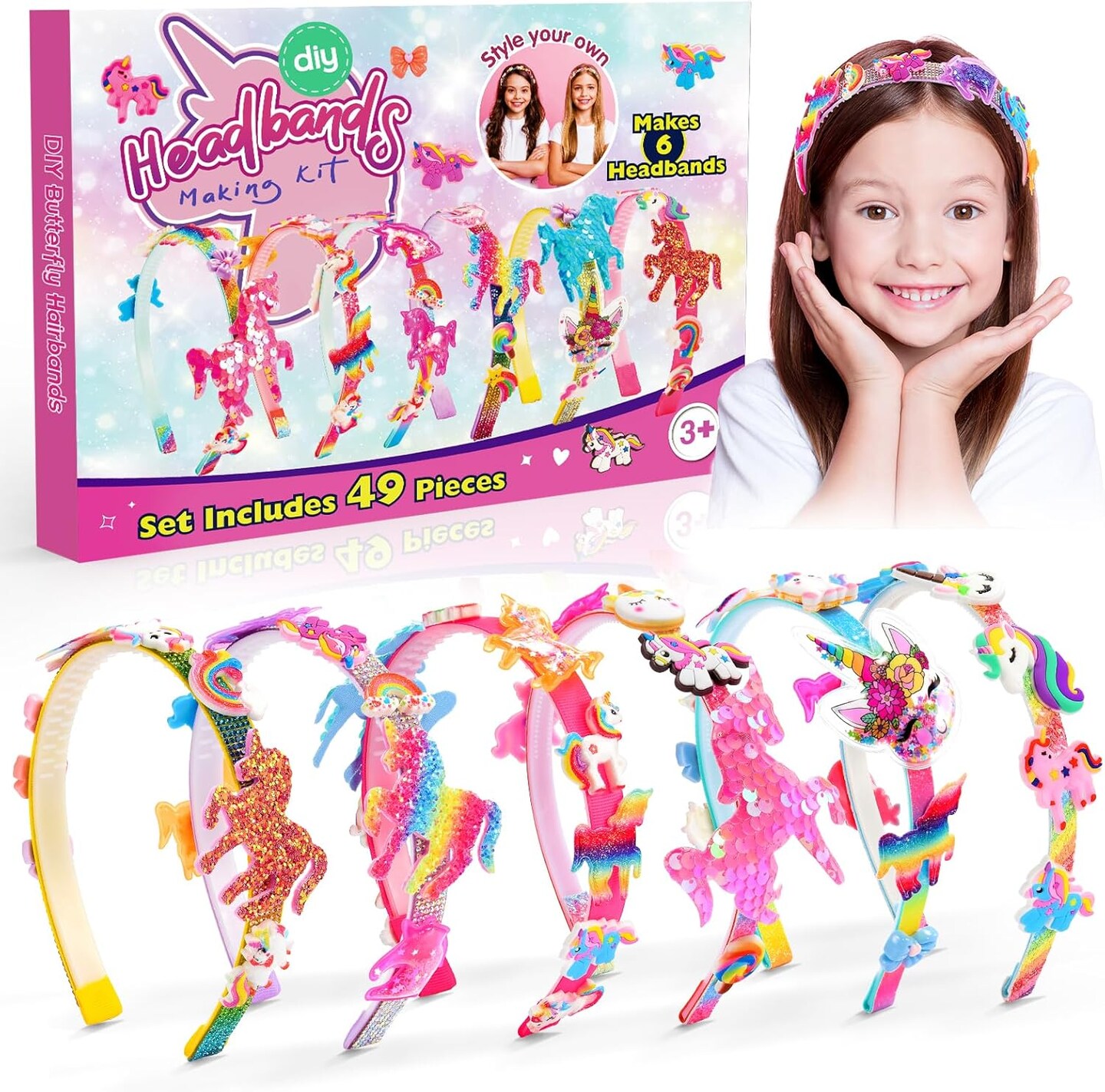Hair Accessories for Girls: Headband Making Kit Girls Toys Age 6-8 Arts And Crafts For Girls Ages 4-8 8-12, DIY Hair Accessories Set Toys for 4 5 6 7 8 9 10 11 Year Old Girls Birthday Xmas Gift