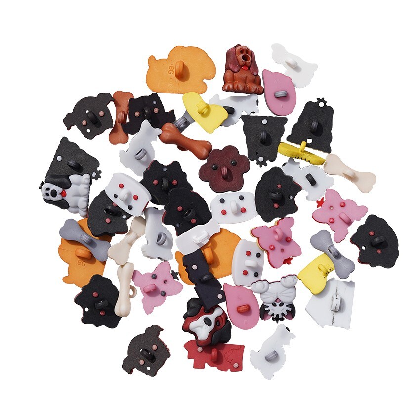 Buttons Galore & More Cute and Colorful Pets 50 Piece Assortments of Novelty Buttons for Sewing and Crafts