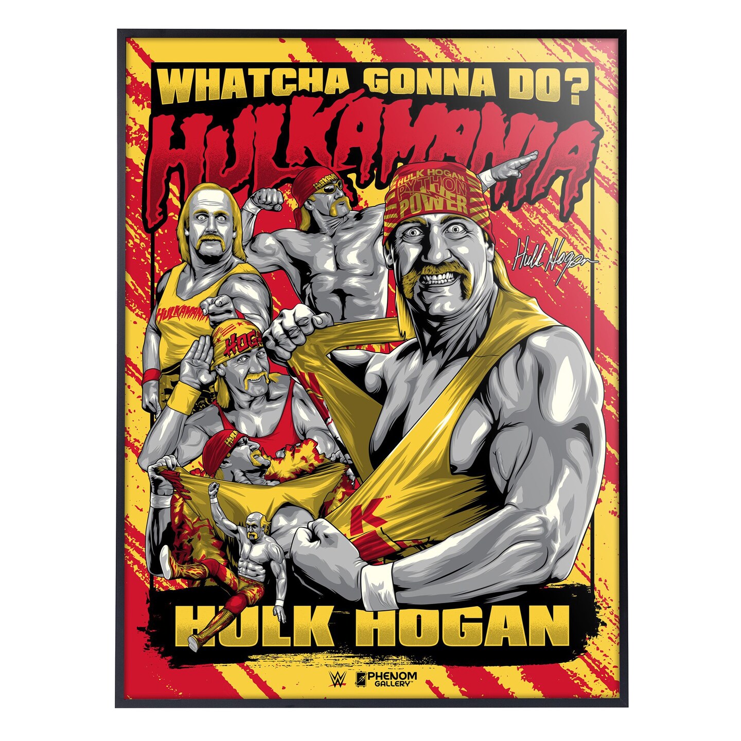 Phenom Gallery WWE Hulk Hogan Hulkamania 18&#x22; x 24&#x22; Deluxe Framed Serigraph Print