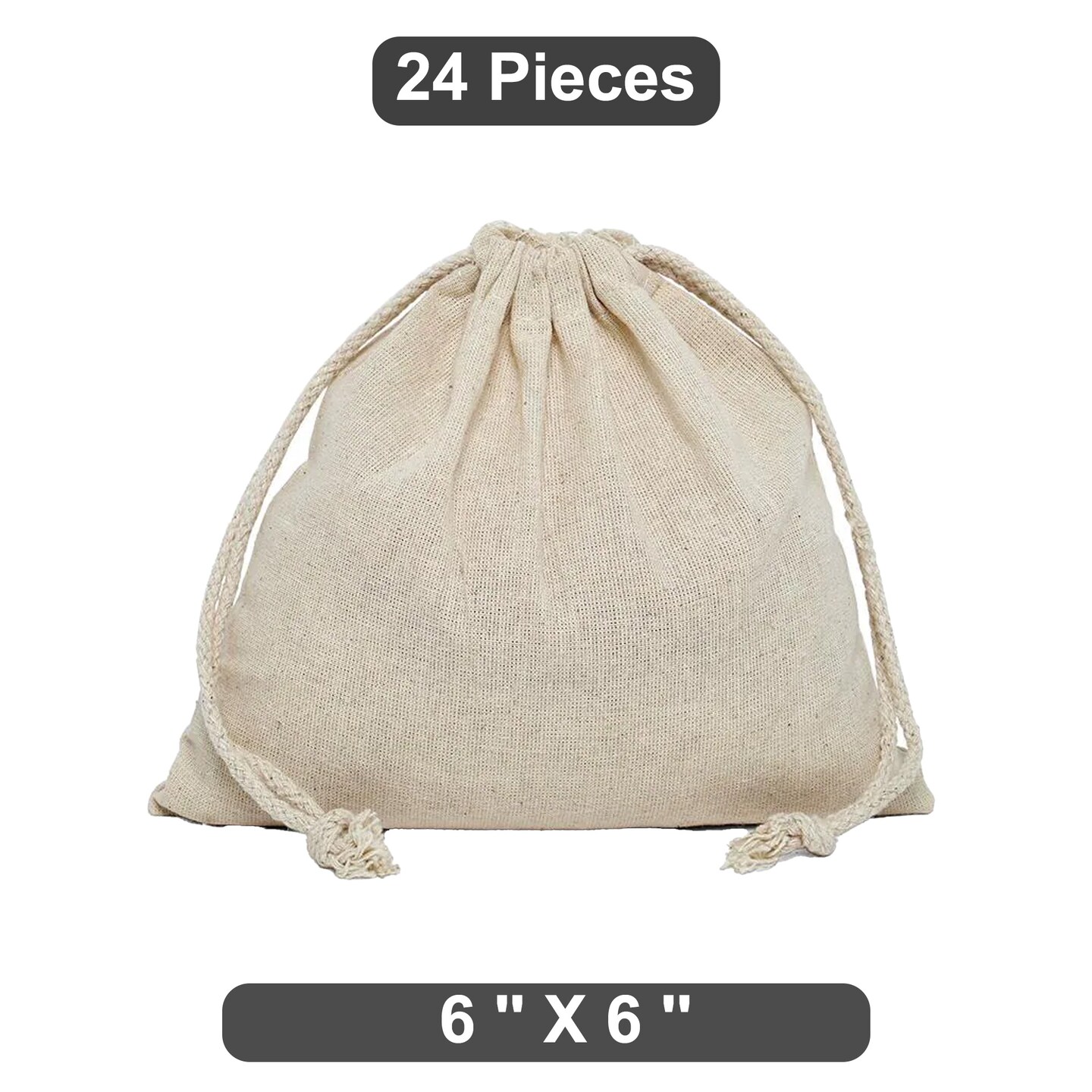 Standard Cotton Muslin Pouch 6&#x22; x 6&#x22;