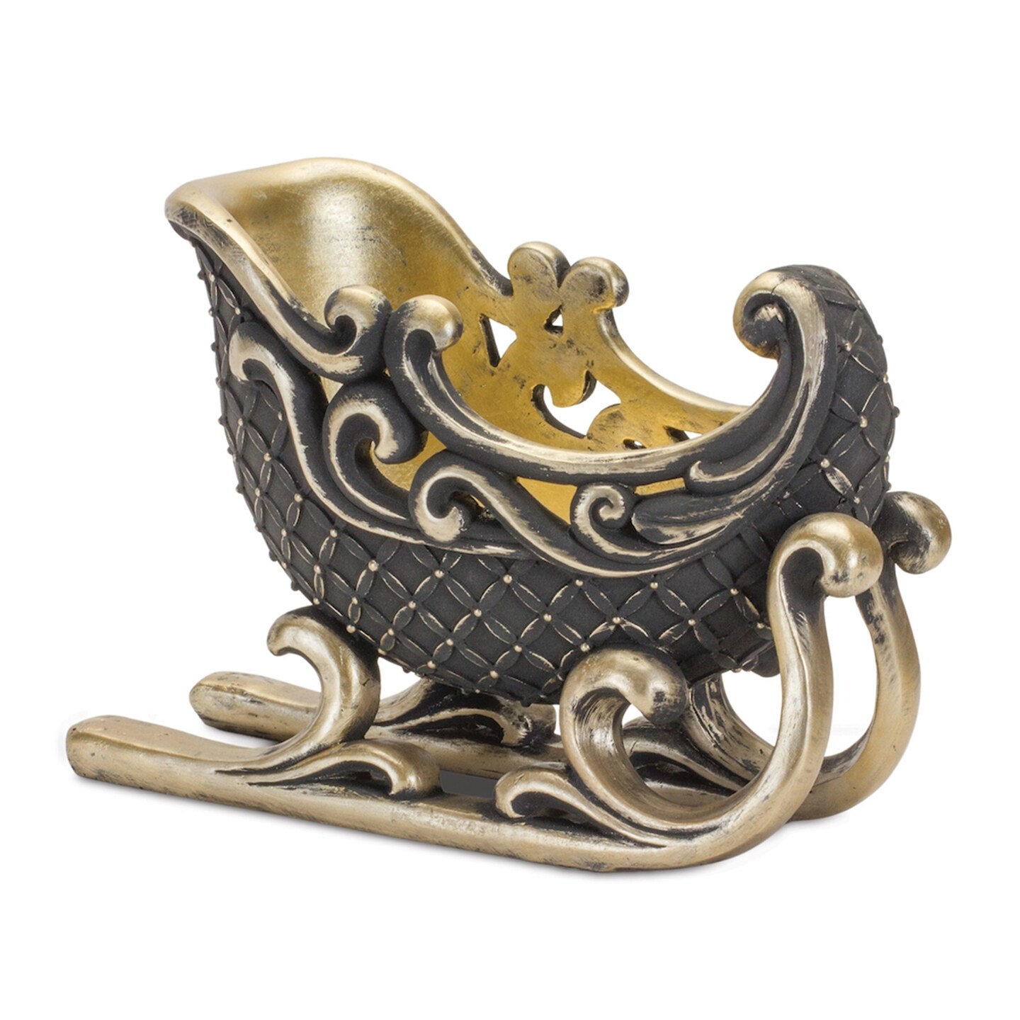 Melrose Santa Sleigh Christmas Tabletop Decoration - 10&#x22; - Black and Gold