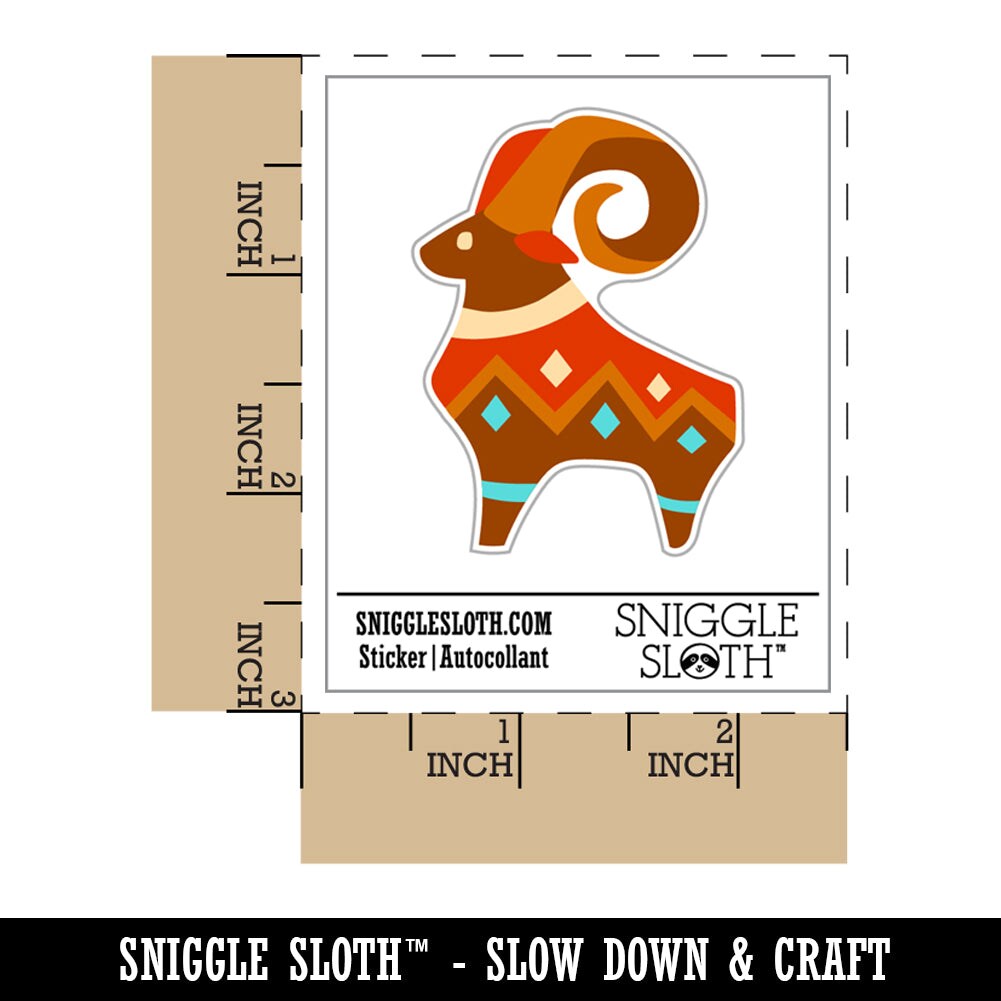 Southwestern Style Tribal Goat Ram Waterproof Vinyl Phone Tablet Laptop Water Bottle Sticker Set - 5 Pack