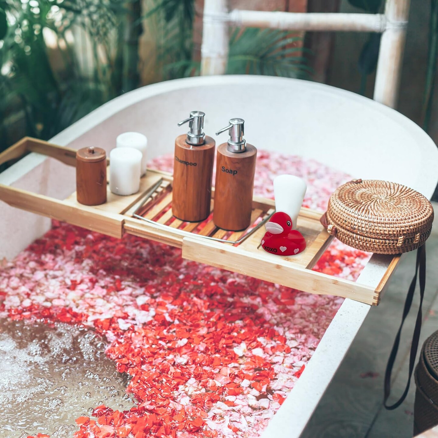 4E's Novelty 2 Pack Valentines Rubber Duck: 3" Large Red Rubber Ducky with XOXO