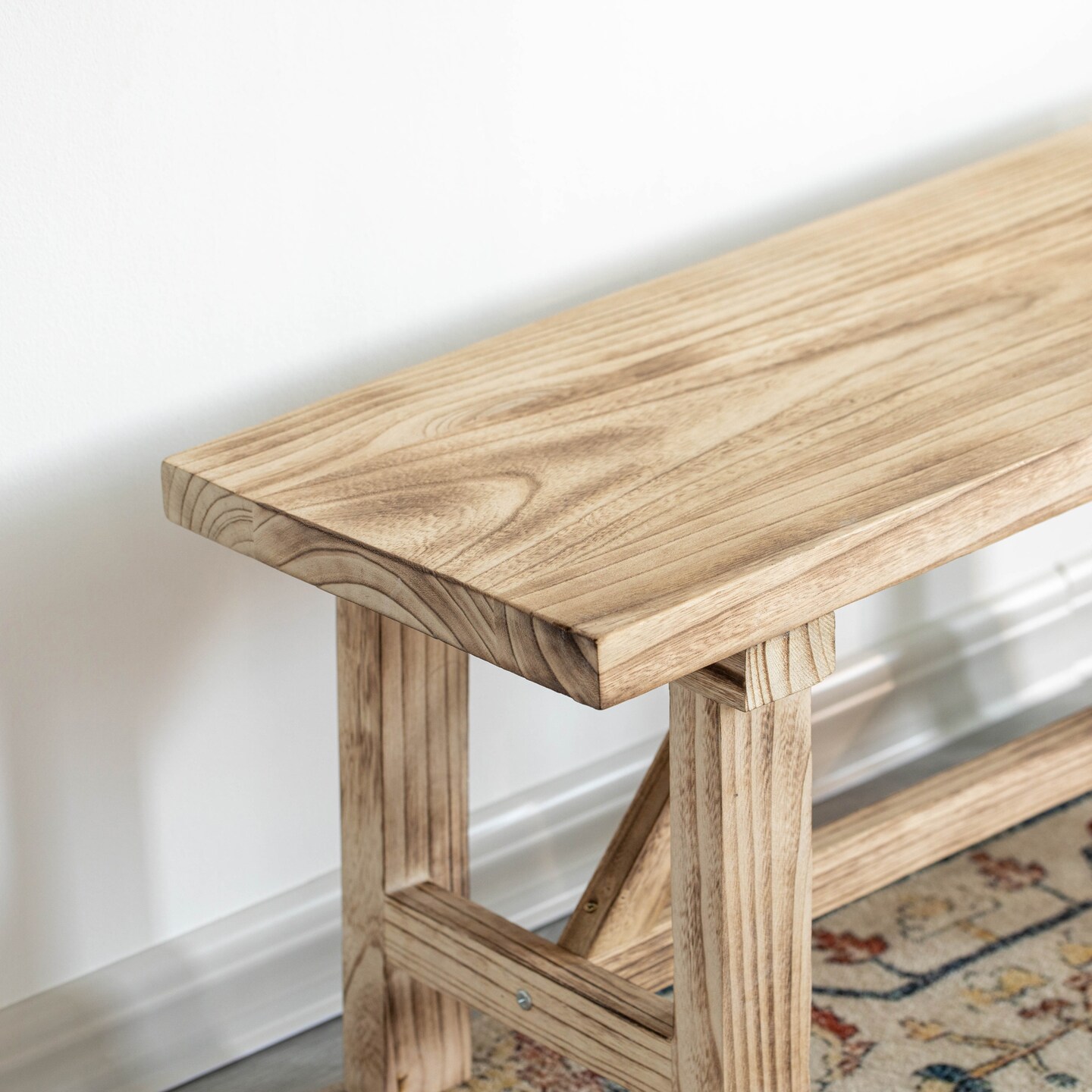 Vintiquewise Wooden Bench Farmhouse Entryway Organizer Retro Rustic Accent Seat Natural Wood Armless Design for Living Room Hallway Kitchen Dining Room Stylish & Practical Décor for Indoor Space