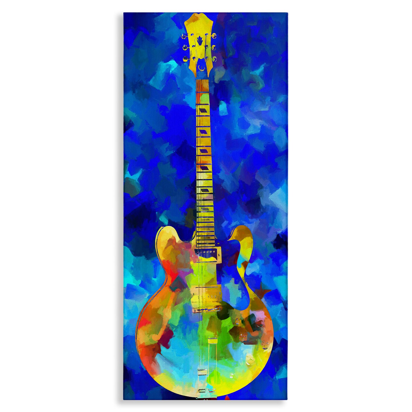 Stupell Industries Abstract Guitar on Blue Canvas Wall Art Design by Dan Sproul