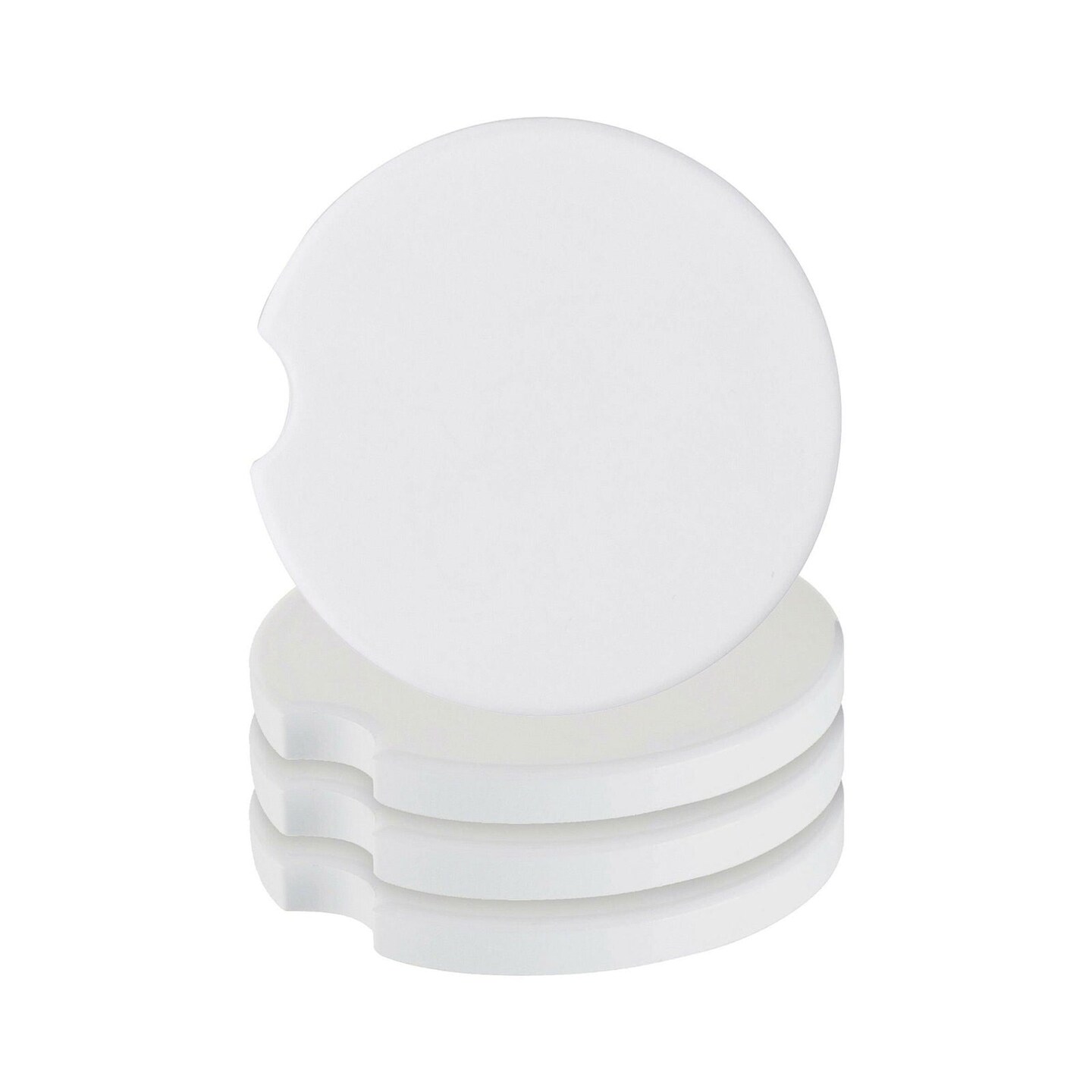 Craft Express 4 Pack Ceramic Sublimation Car Coasters &#x2013; Sublimation-Ready Blanks