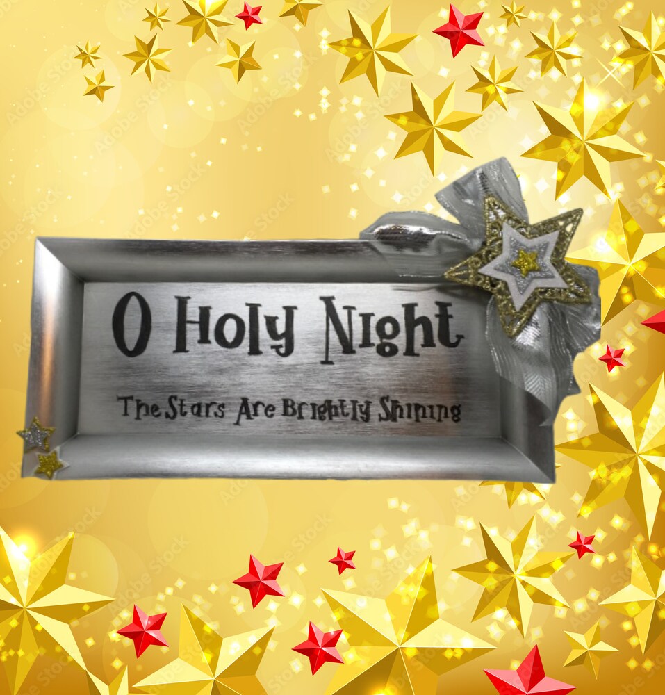 Dollar Tree Plastic SILVER TRAY Christmas Holiday Wall Art OH HOLY NIGHT Handmade Gift Idea product 7