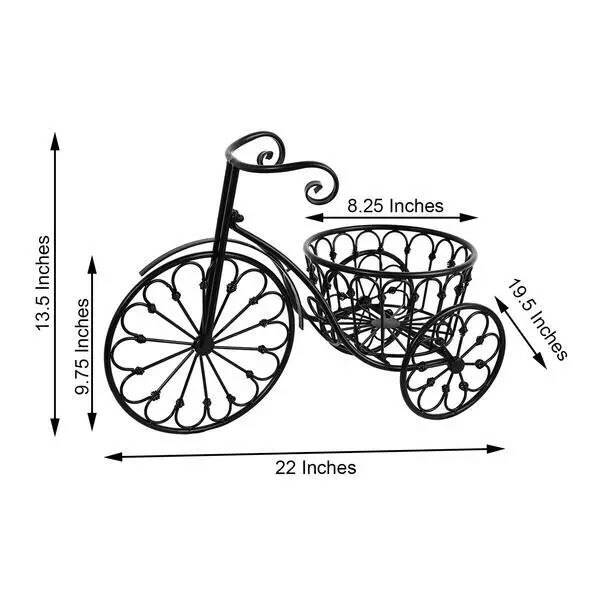 Black 22&#x22; Tricycle Plant Stand Metal FLOWER PLANTER HOLDER Party Home Supplies