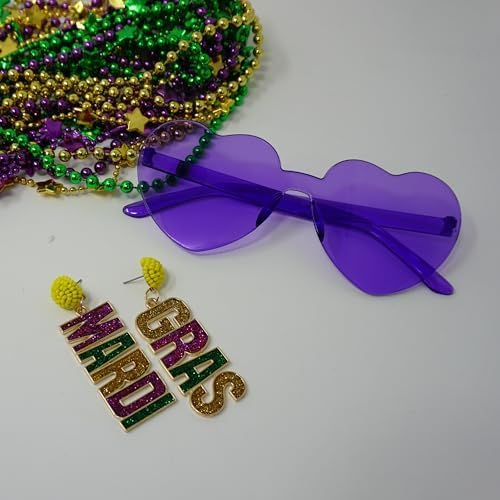 Mardi Gras Beaded Dangle Earrings for Women by 4E&#x27;s Novelty - Festival Accessories and Fashion Jewelry