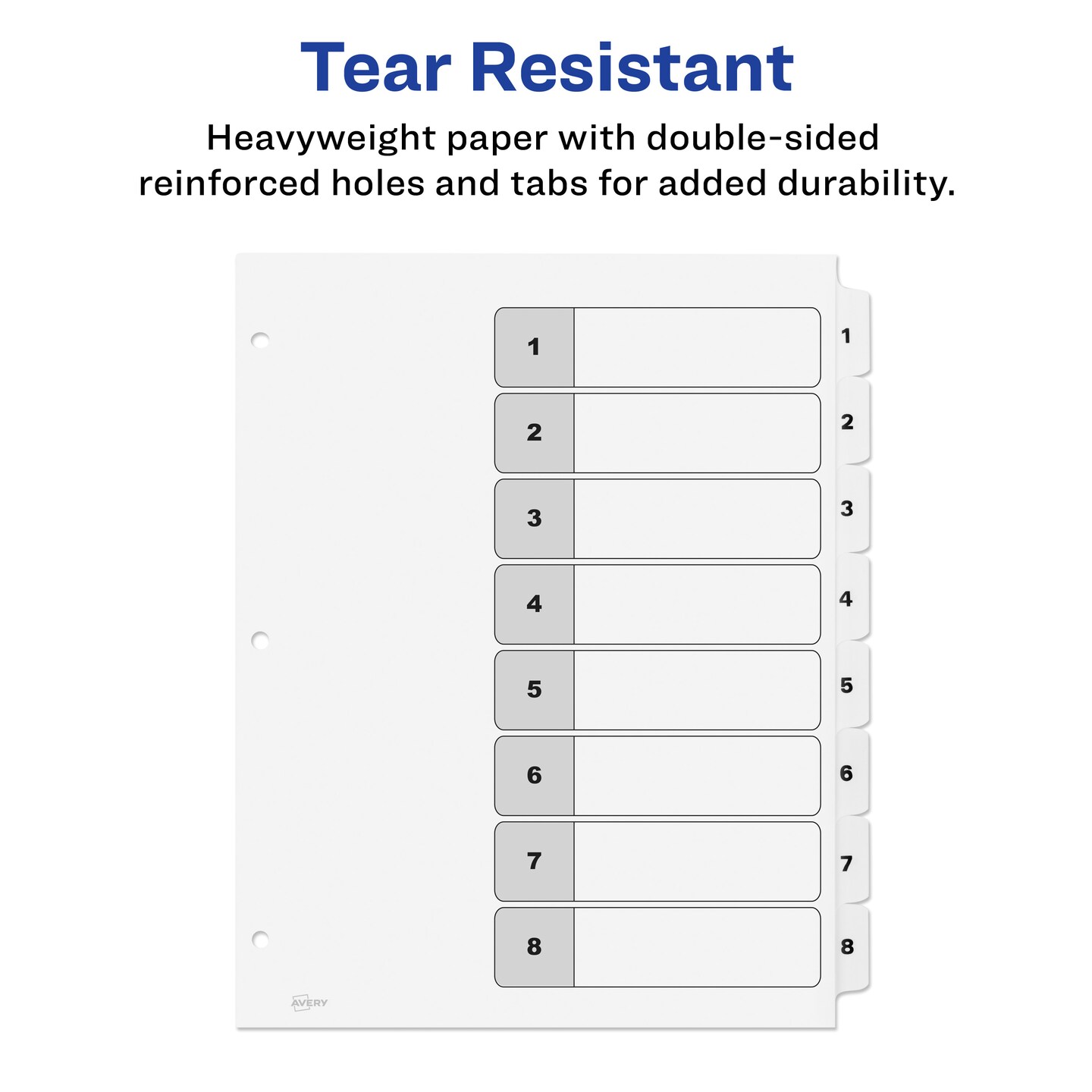 Avery Ready Index 8 Tab Binder Dividers, Customizable Table of Contents, Classic White Tabs, 3 Sets (11076)