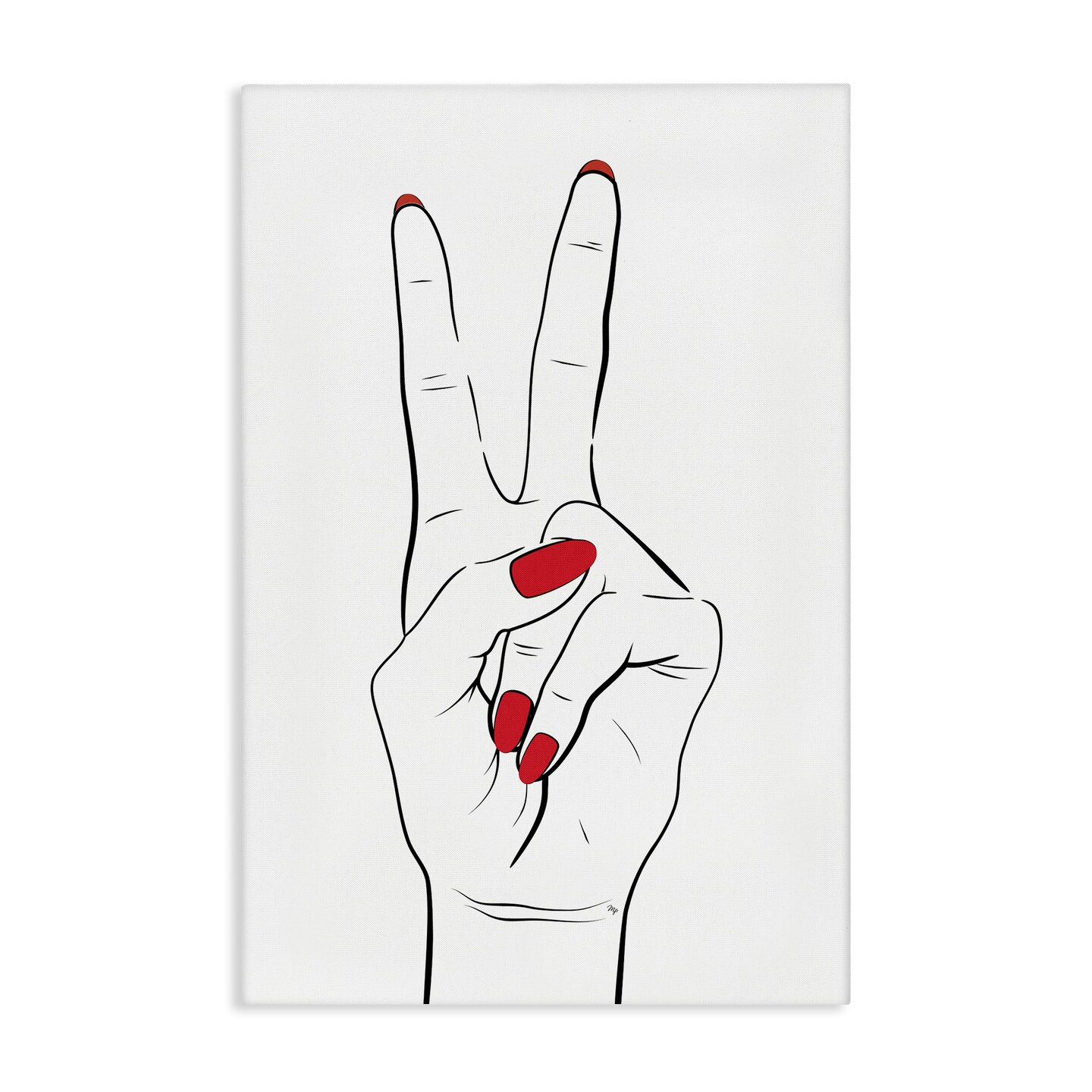 Stupell Industries Victory Peace Sign Hand Canvas Wall Art Design by Martina Pavlova