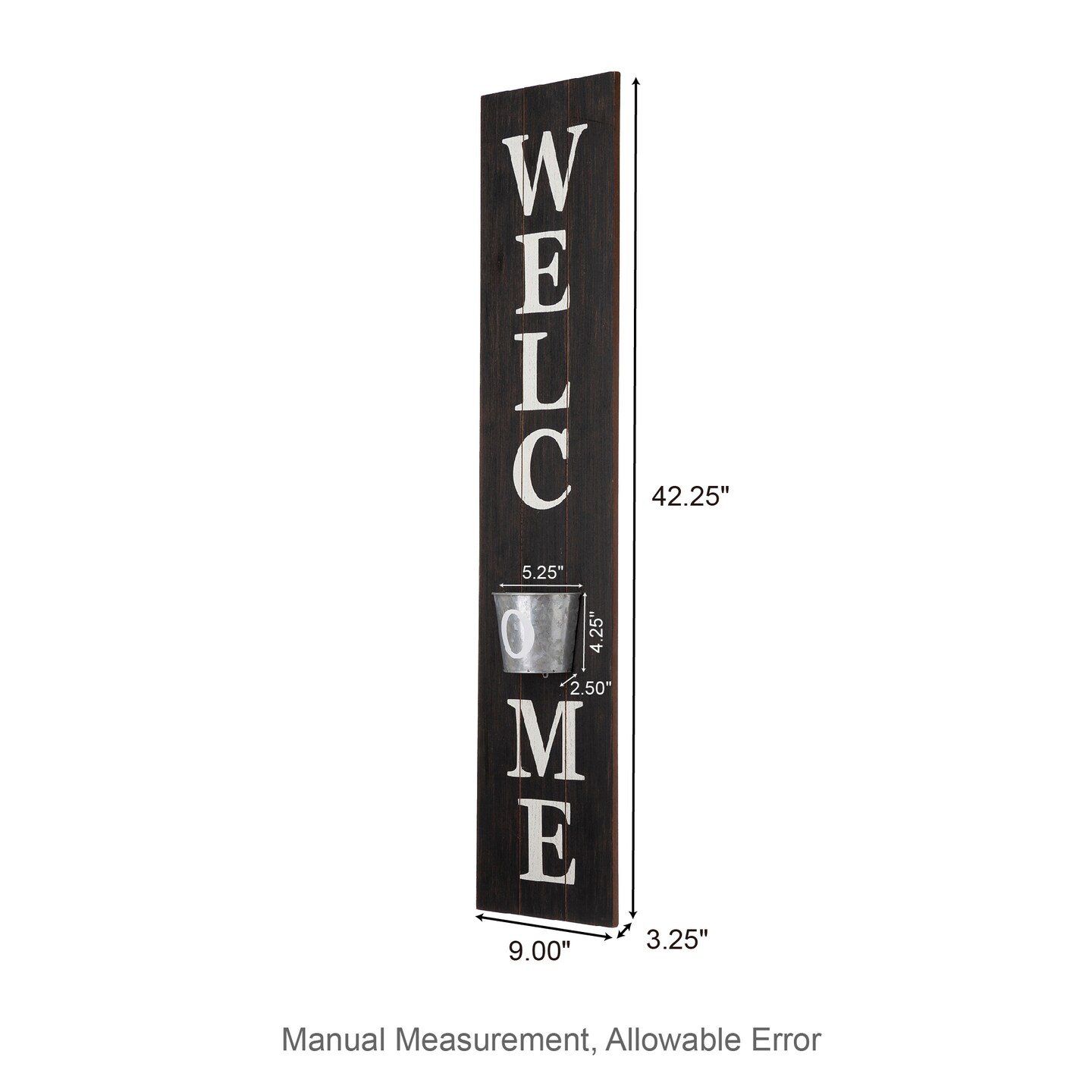 42&#x22;H Wooden WELCOME Porch Sign with Metal Planter