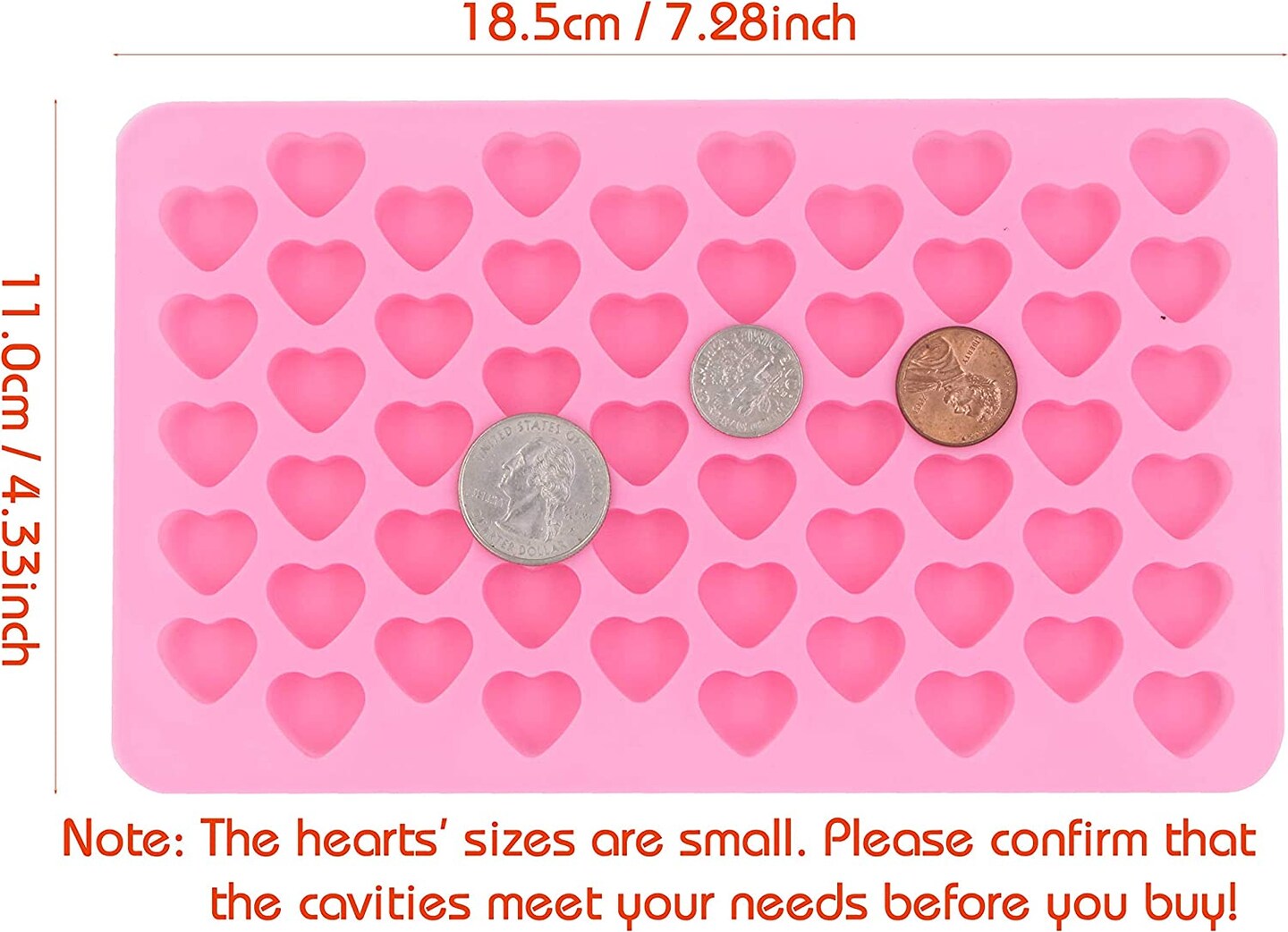 Mini hearts 55 Cavity silicone mold