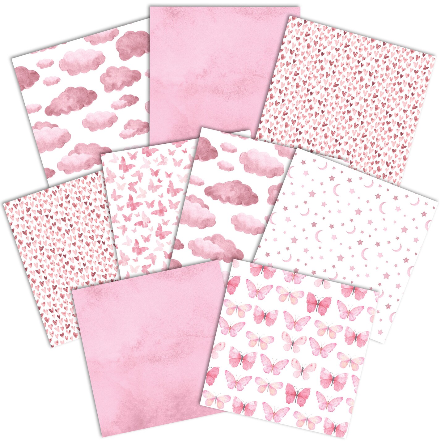 PINK COLORWAYS PATTERN II 12 X12 SCRAPBOOK PAPER SET