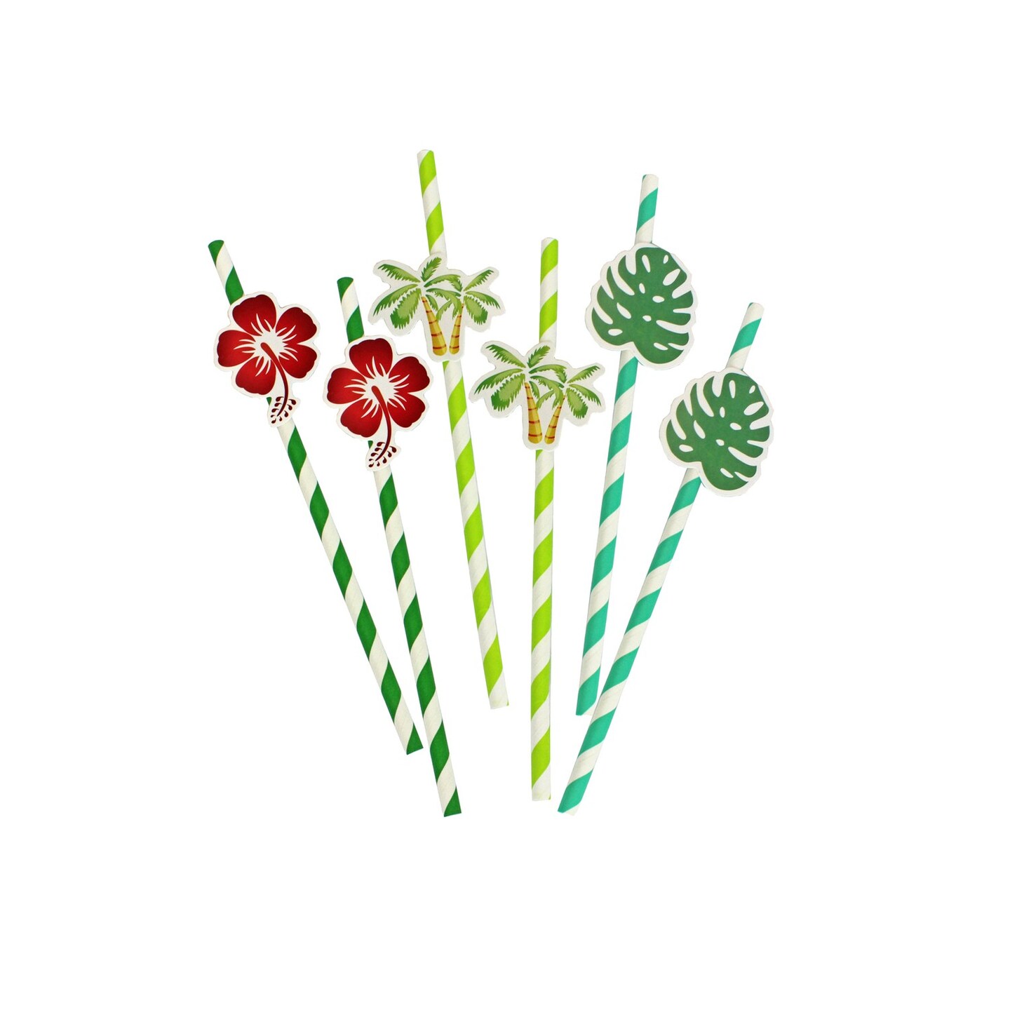 7.9&#x22; TROPICAL PAPER STRAW Set of 6