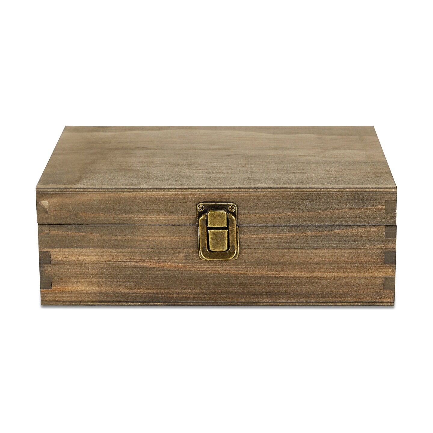 Makerflo Medium Pine Wood Memory Box with Black Felt Inside and Hinged with Clasp of Front, Keepsake Wooden Box Ideal for Craft and Personalization (Laser Engraving, Epoxy, UV DTF, and Vinyl)