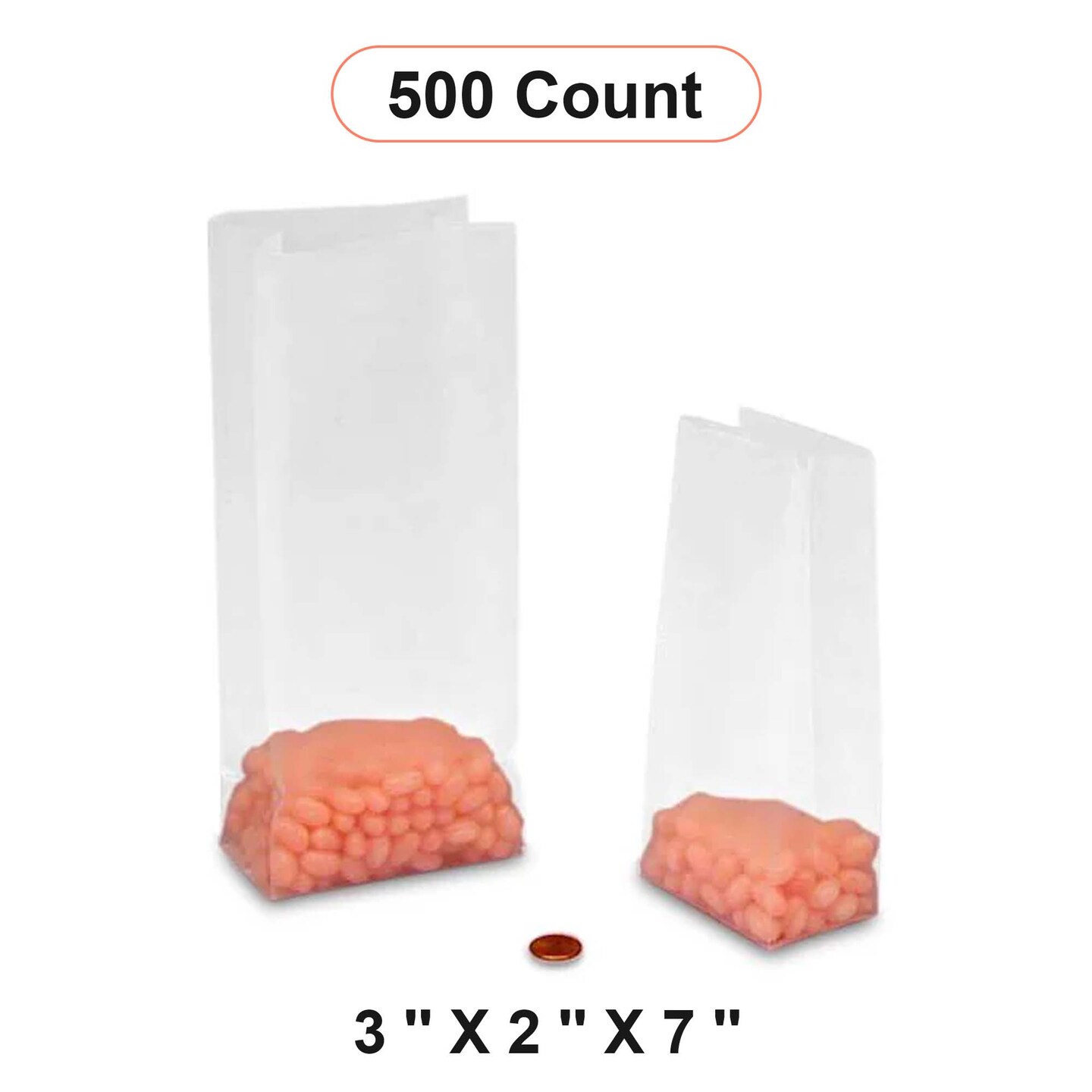Small Frosted Plastic SOS Bags 3&#x27;&#x27; x 2&#x27;&#x27; x 7&#x27;&#x27;