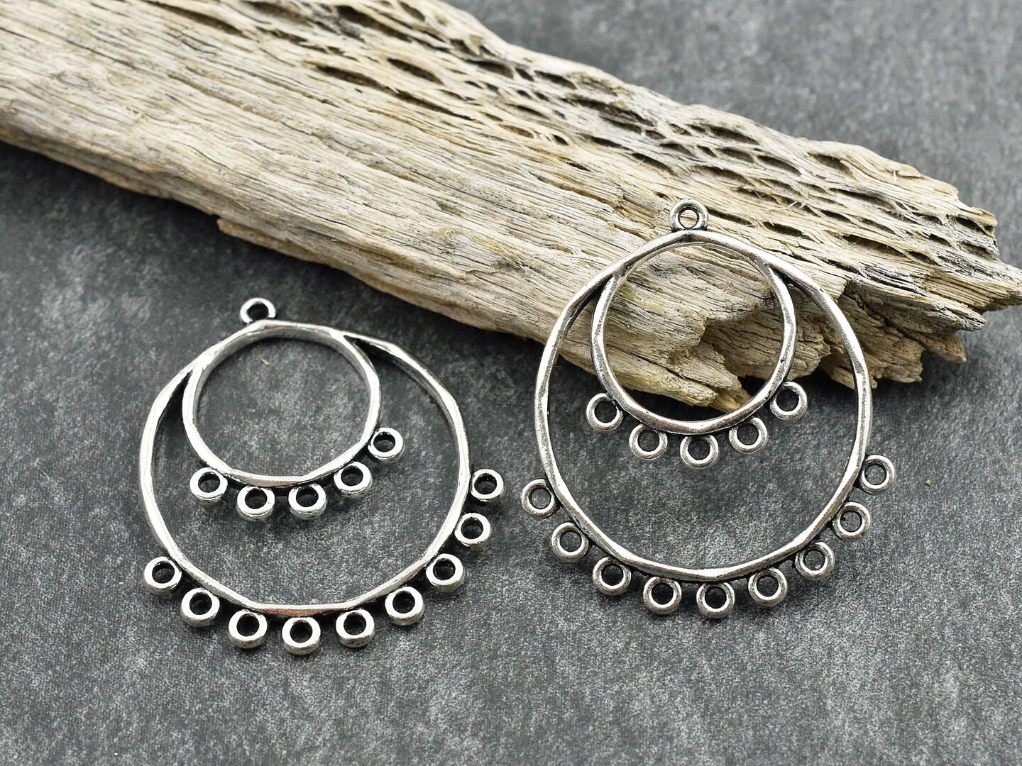 *10* 37x35mm Antique Silver Chandelier Earring Charms