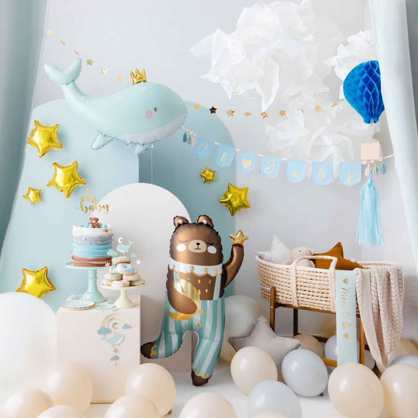 BLUE HONEYCOMB HOT AIR BALLOON