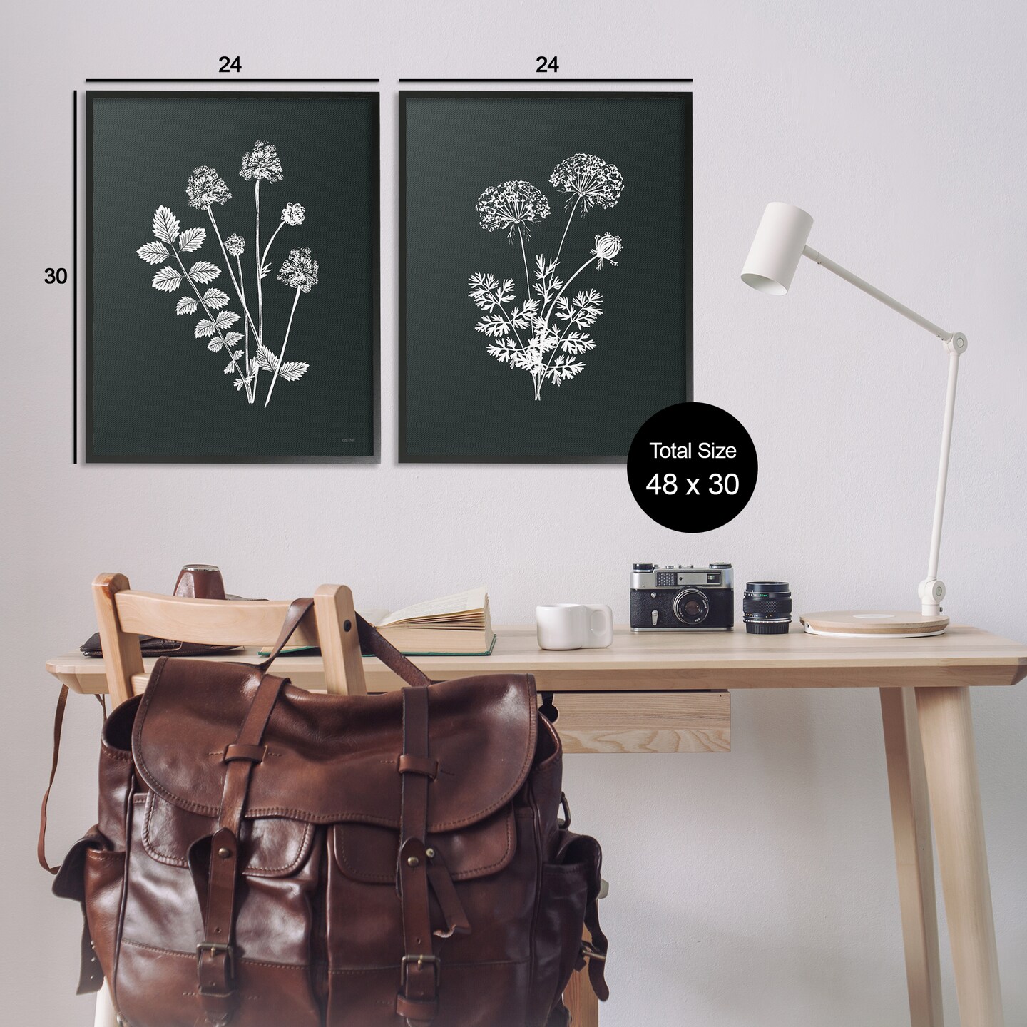 Stupell Industries Black and White Flower Cluster 2 pc Framed Giclee Wall Art Set Design by House Fenway