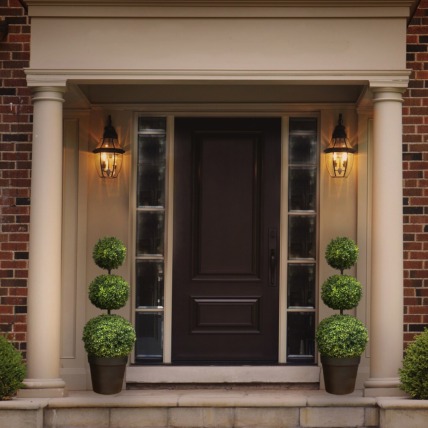 Haute Decor Adjustable Artificial Topiary - Includes 1 Artificial Boxwood Topiary for Front Porch - Adjust The Space Between Topiary Balls - Available in Triple or Double Styles