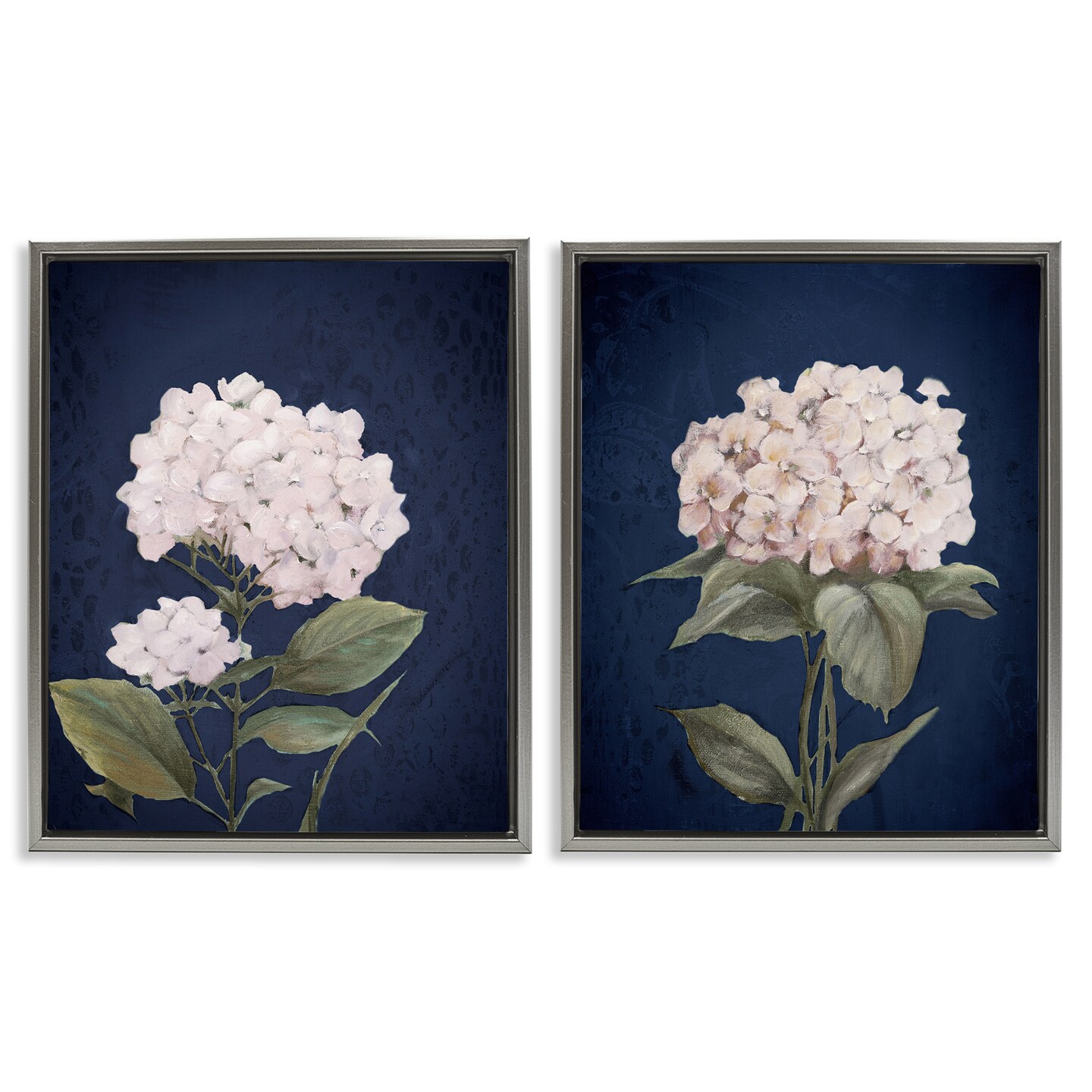 Stupell Industries Hydrangea Flower on Blue 2 pc Framed Floater Canvas Wall Art Set Design by Patricia Pinto