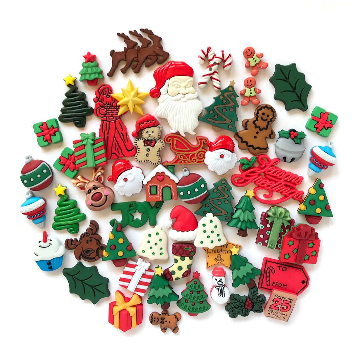 100+ Christmas Button Assorment for DIY Sewing & Crafts - Santa, Ornaments, Candy Canes, Presents More